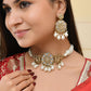 VOJ Gold-Polished Kundan And White Beaded Jewellery Set - Swadesiicart