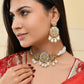 VOJ Gold-Polished Kundan And White Beaded Jewellery Set - Swadesiicart