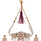 VOJ Gold-Polished Kundan And White Beaded Jewellery Set - Swadesiicart