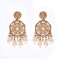 VOJ Gold-Polished Kundan And White Beaded Jewellery Set - Swadesiicart