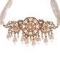 VOJ Gold-Polished Kundan And White Beaded Jewellery Set - Swadesiicart
