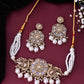 VOJ Gold-Polished Kundan And White Beaded Jewellery Set - Swadesiicart