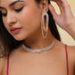 VOJ Gold-Polished Stone Studded Necklace With Earrings Set - Swadesiicart