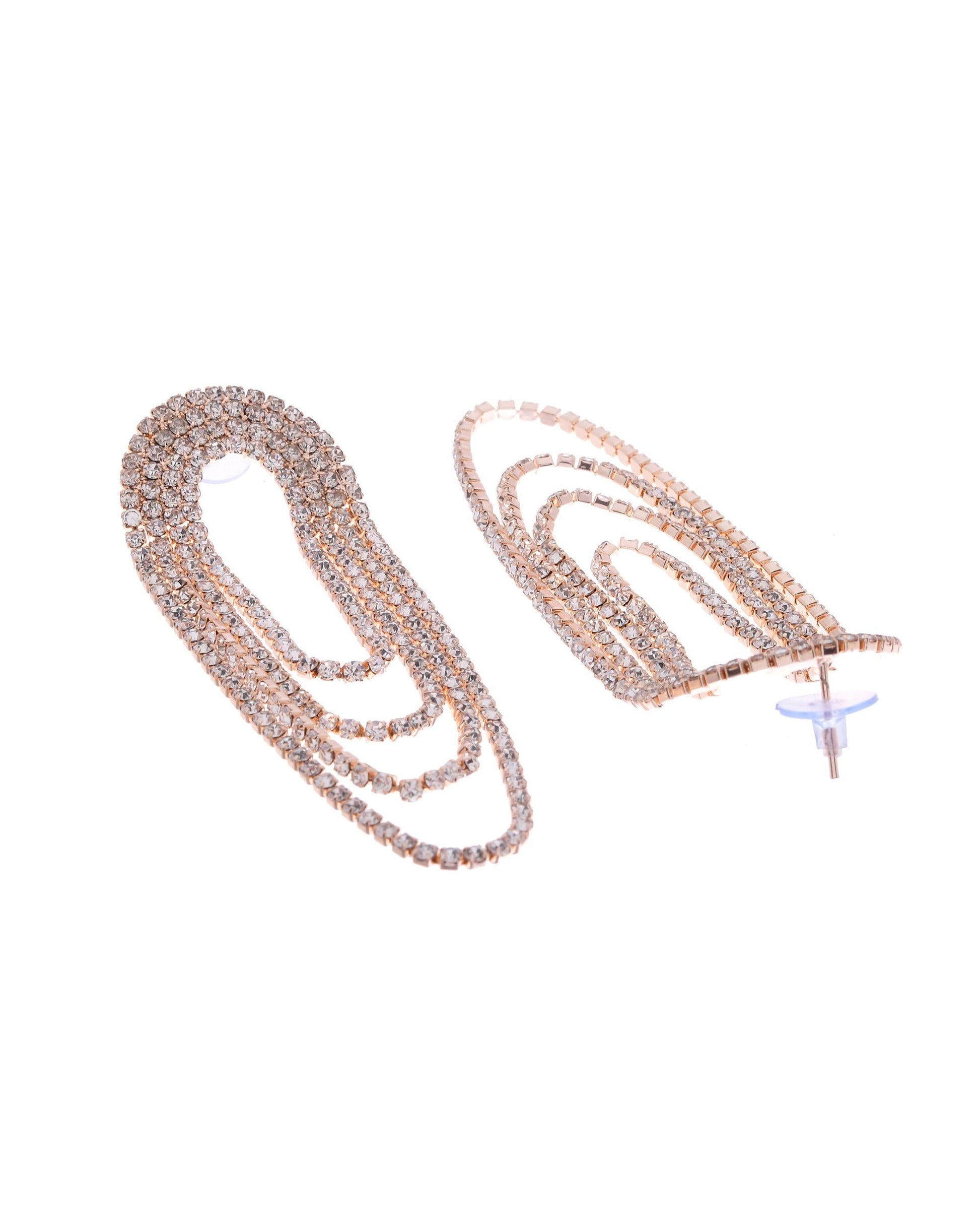 VOJ Gold-Polished Stone Studded Necklace With Earrings Set - Swadesiicart