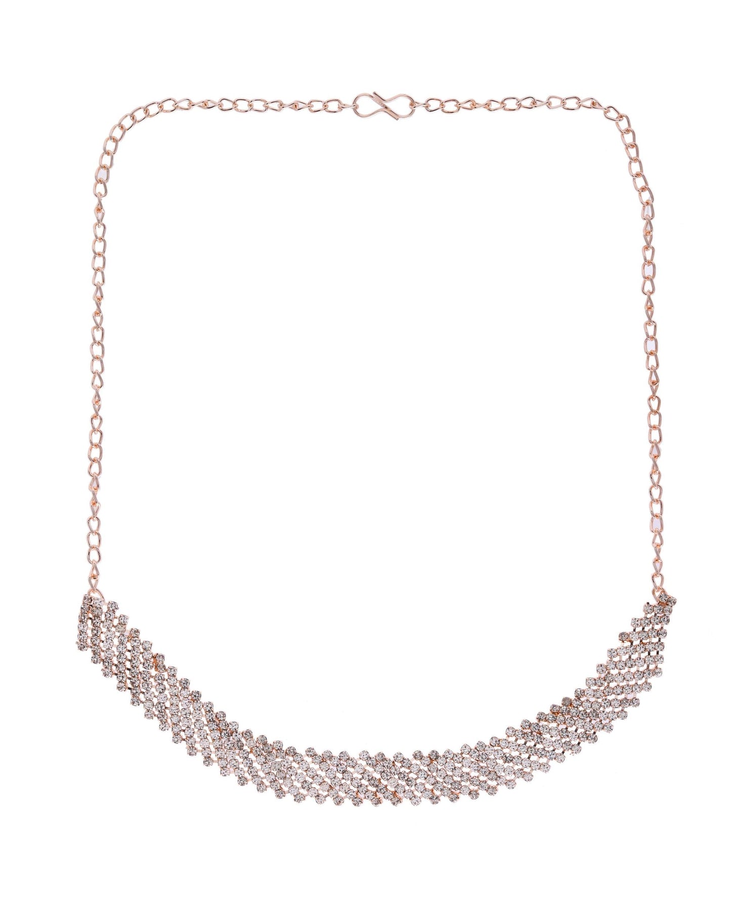 VOJ Gold-Polished Stone Studded Necklace With Earrings Set - Swadesiicart