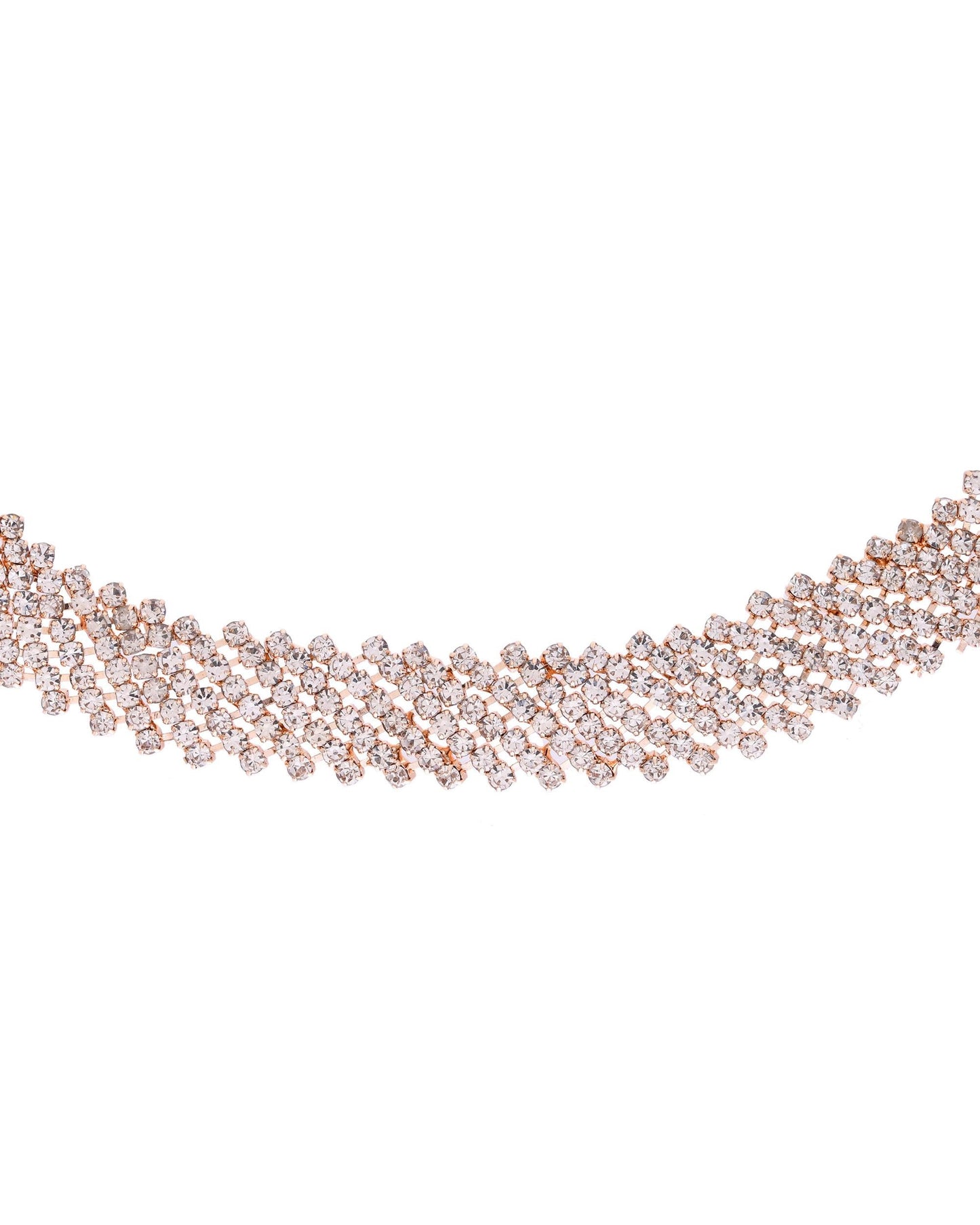 VOJ Gold-Polished Stone Studded Necklace With Earrings Set - Swadesiicart