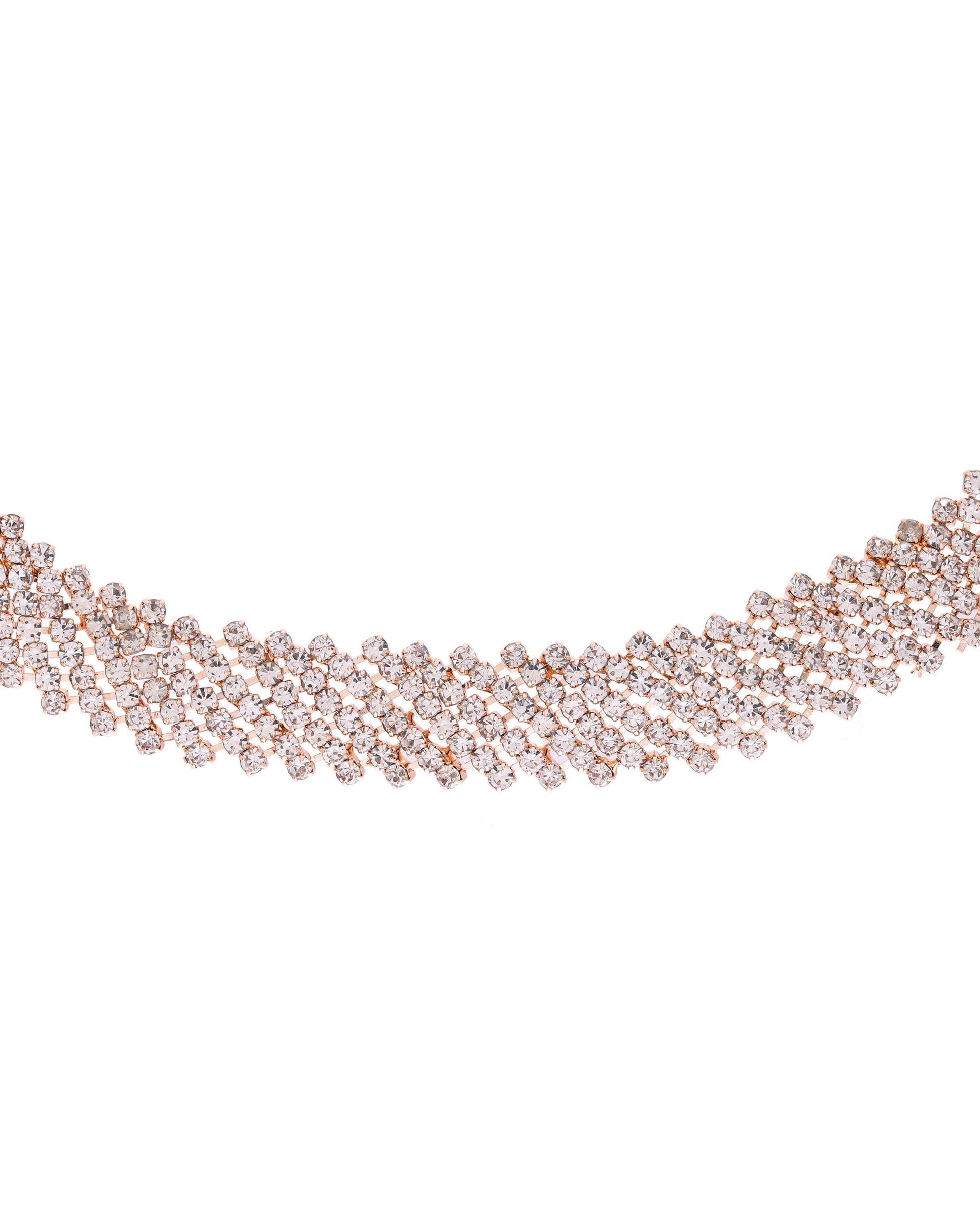 VOJ Gold-Polished Stone Studded Necklace With Earrings Set - Swadesiicart