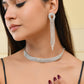 VOJ Silver Plated Stone Studded Necklace With Earrings Set - Swadesiicart