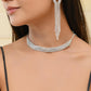 VOJ Silver Plated Stone Studded Necklace With Earrings Set - Swadesiicart