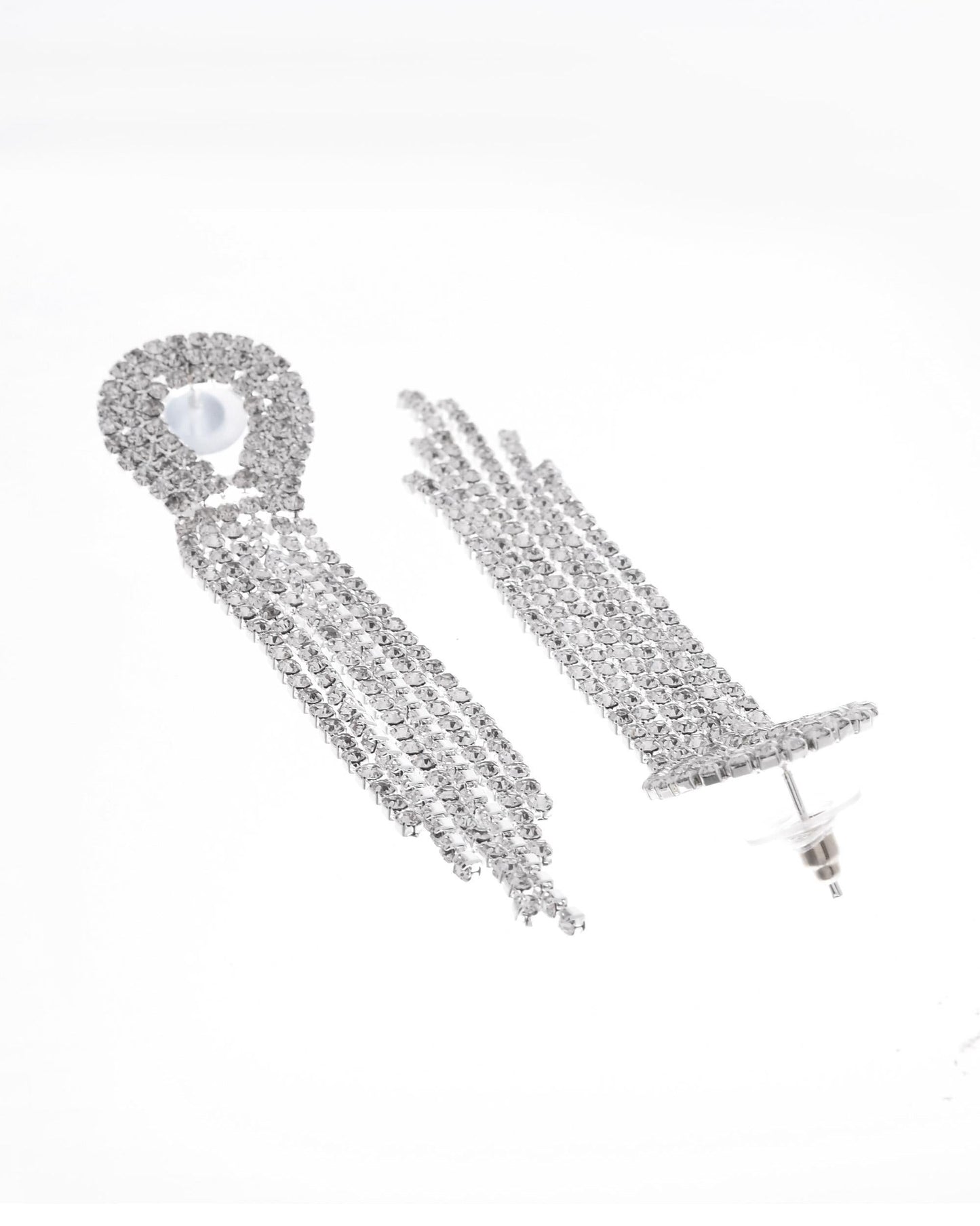 VOJ Silver Plated Stone Studded Necklace With Earrings Set - Swadesiicart