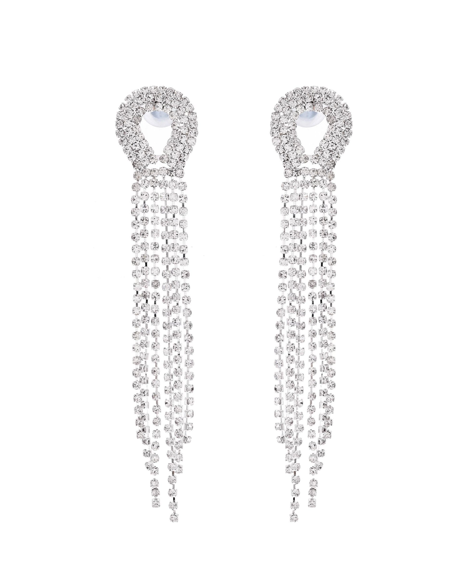 VOJ Silver Plated Stone Studded Necklace With Earrings Set - Swadesiicart