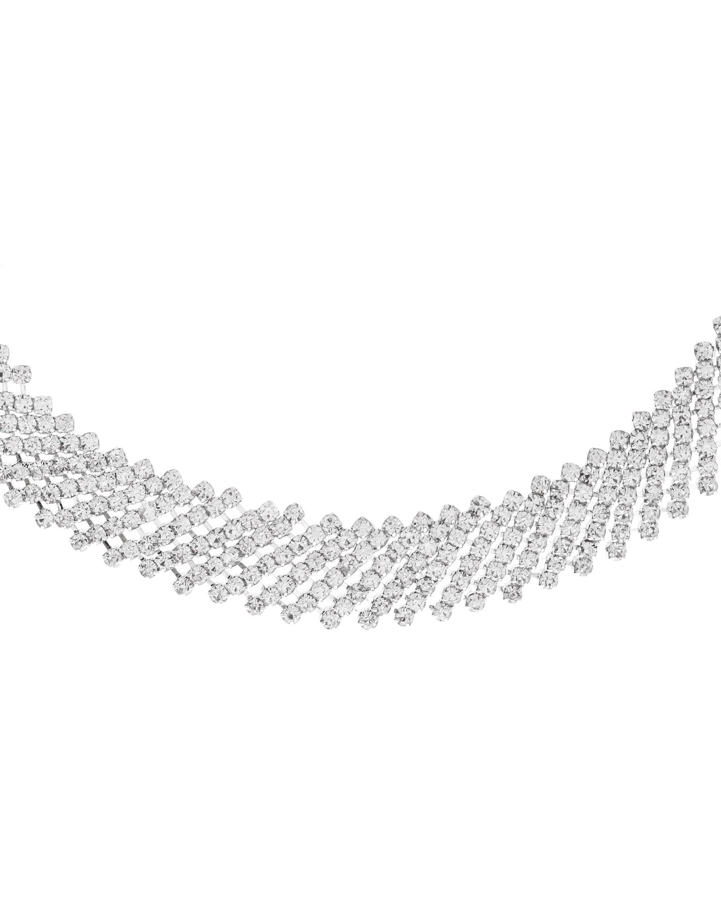 VOJ Silver Plated Stone Studded Necklace With Earrings Set - Swadesiicart