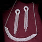 VOJ Silver Plated Stone Studded Necklace With Earrings Set - Swadesiicart