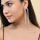 VOJ Silver-Plated Crystals Stone Studded Contemporary Drop Earrings - Swadesiicart