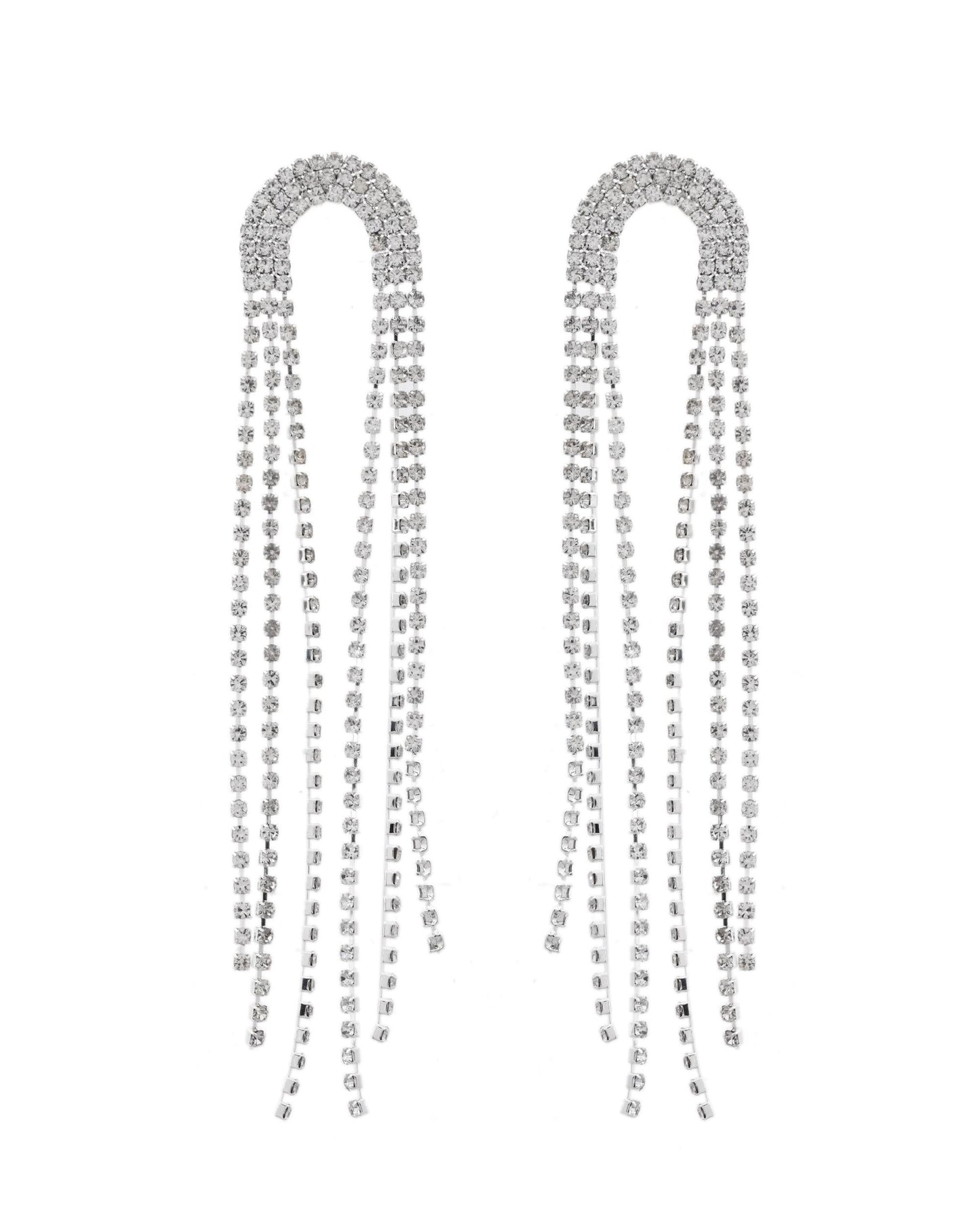 VOJ Silver-Plated Crystals Stone Studded Contemporary Drop Earrings - Swadesiicart