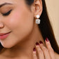 VOJ Stainless Steel Crystal Studded Square Shaped Studs - Swadesiicart