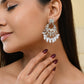 VOJ Silver Plated Stone Studded Studs Earrings - Swadesiicart