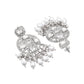 VOJ Silver Plated Stone Studded Crescent Shaped Earrings - Swadesiicart