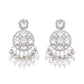 VOJ Silver Plated Stone Studded Crescent Shaped Earrings - Swadesiicart