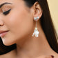 VOJ Silver Plated Bow Drop Earrings - Swadesiicart