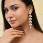 VOJ Silver-Toned Mind Green And Pink Leaf Shaped Drop Earrings - Swadesiicart