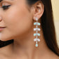 VOJ Silver-Toned Mind Green And Pink Leaf Shaped Drop Earrings - Swadesiicart