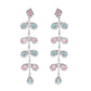 VOJ Silver-Toned Mind Green And Pink Leaf Shaped Drop Earrings - Swadesiicart