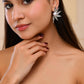VOJ Silver Plated Stainless Steel Pearl Flower Shaped Studs - Swadesiicart