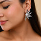 VOJ Silver Plated Stainless Steel Pearl Flower Shaped Studs - Swadesiicart