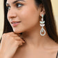 VOJ Silver-Toned Mind Green And Pink Teardrop Shaped Drop Earrings - Swadesiicart