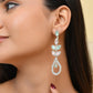 VOJ Silver-Toned Mind Green And Pink Teardrop Shaped Drop Earrings - Swadesiicart