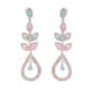 VOJ Silver-Toned Mind Green And Pink Teardrop Shaped Drop Earrings - Swadesiicart