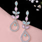 VOJ Silver-Toned Mind Green And Pink Teardrop Shaped Drop Earrings - Swadesiicart