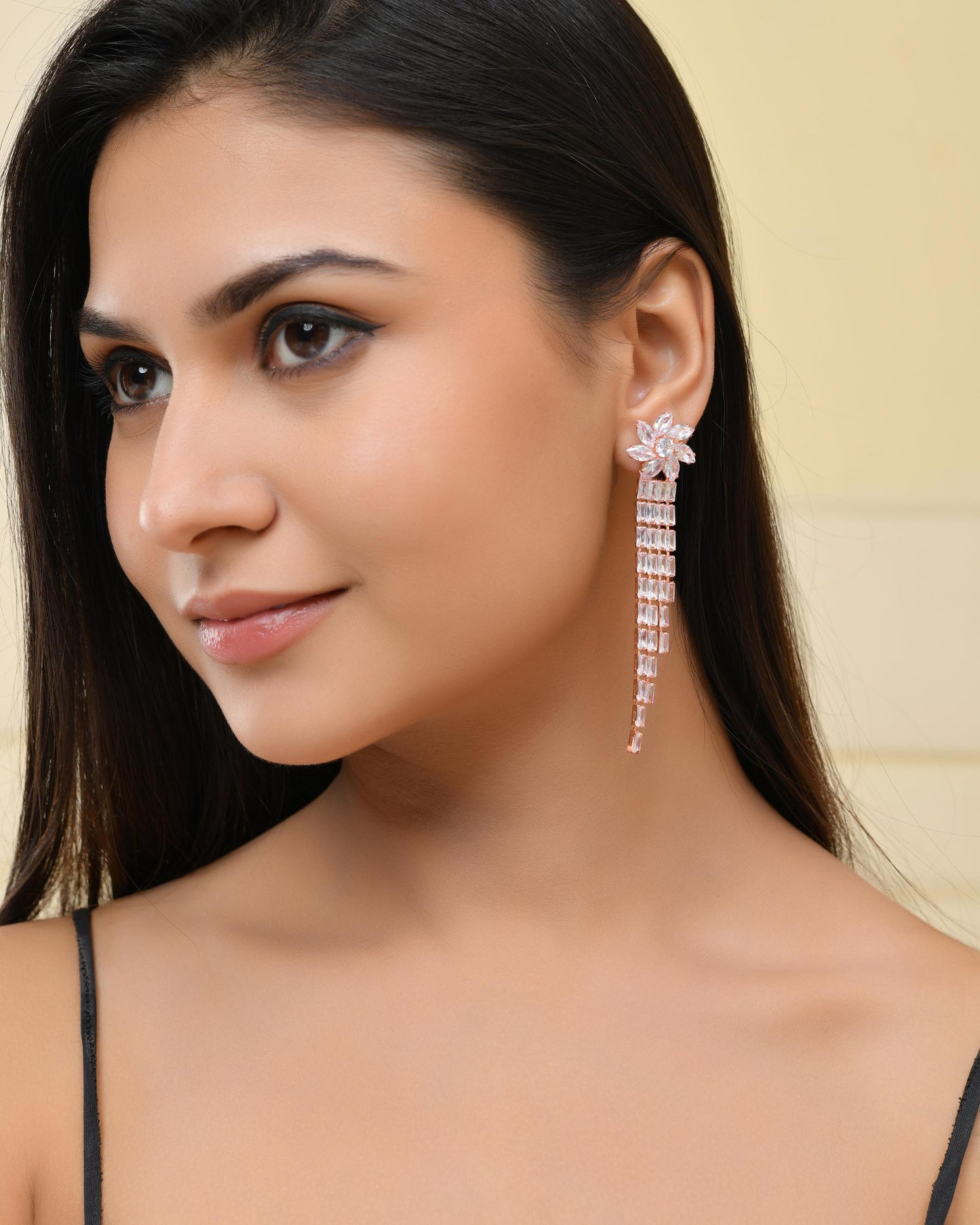 VOJ Gold-Polished Contemporary Drop Earrings - Swadesiicart