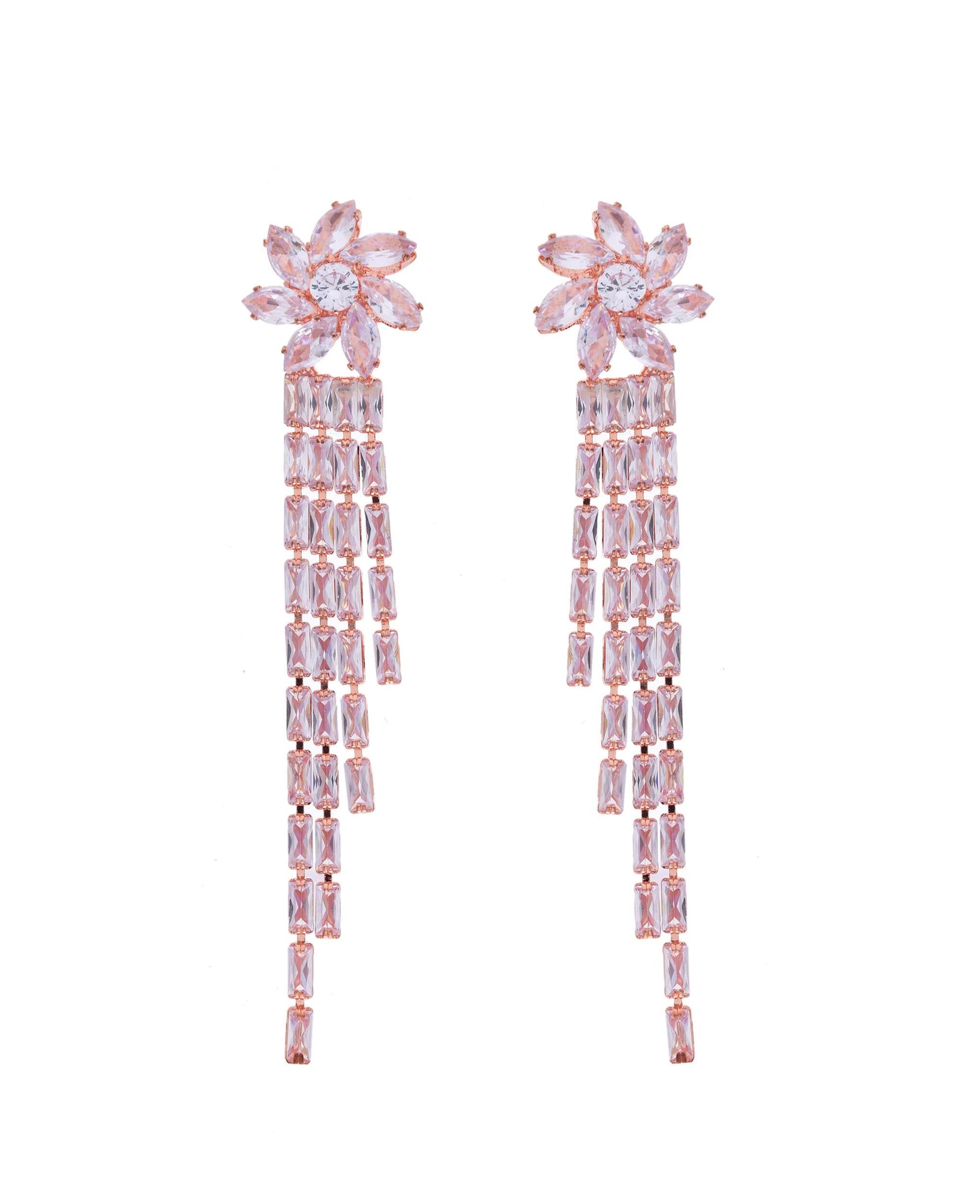 VOJ Gold-Polished Contemporary Drop Earrings - Swadesiicart