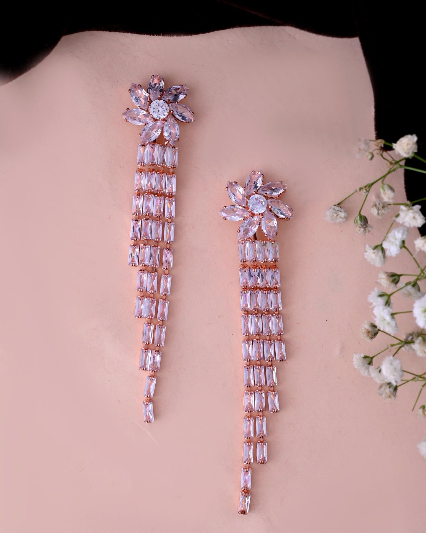 VOJ Gold-Polished Contemporary Drop Earrings - Swadesiicart