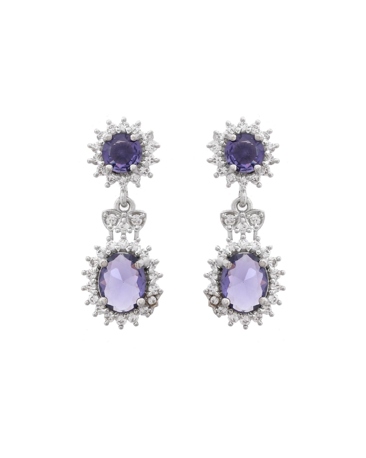 VOJ Silver Plated Blue Ad Stone Studded Jewellery Set - Swadesiicart