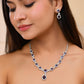 VOJ Silver Plated Blue Ad Stone Studded Jewellery Set - Swadesiicart