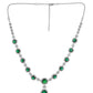 VOJ Silver Plated Green Ad Stone Studded Necklace With Earrings Set - Swadesiicart