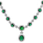 VOJ Silver Plated Green Ad Stone Studded Necklace With Earrings Set - Swadesiicart