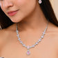 VOJ Baby Pink Ad Stone Studded Silver Plated Jewellery Set - Swadesiicart