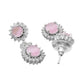 VOJ Baby Pink Ad Stone Studded Silver Plated Jewellery Set - Swadesiicart