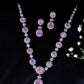 VOJ Baby Pink Ad Stone Studded Silver Plated Jewellery Set - Swadesiicart