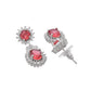 VOJ Silver Plated Red Ad Stone Studded Designer Jewellery Set - Swadesiicart