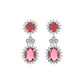 VOJ Silver Plated Red Ad Stone Studded Designer Jewellery Set - Swadesiicart