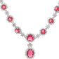 VOJ Silver Plated Red Ad Stone Studded Designer Jewellery Set - Swadesiicart