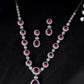 VOJ Silver Plated Red Ad Stone Studded Designer Jewellery Set - Swadesiicart