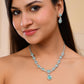 VOJ Silver Plated Sea Green Ad Studded Designer Jewellery Set - Swadesiicart