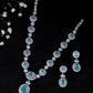 VOJ Silver Plated Sea Green Ad Studded Designer Jewellery Set - Swadesiicart