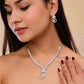 VOJ Silver Plated Ad Studded Designer Necklace With Earrings Set - Swadesiicart